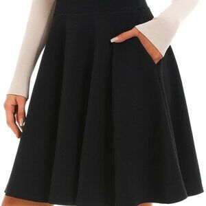 Women's 20" Knee Length Skirts with Pockets Casual Basic Midi Skirt Stretchy Hig